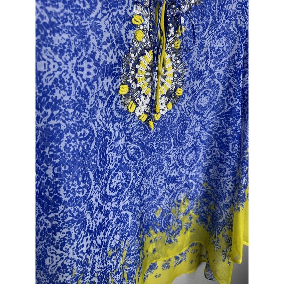 Soft Surroundings Blouse Womens Large Boho Beaded Sheer Top Embellished Tunic - Picture 2 of 7